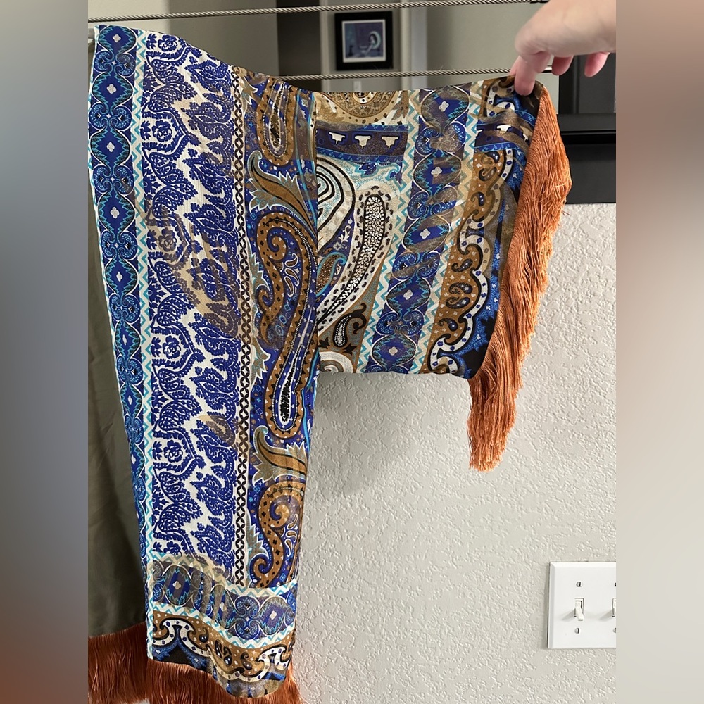 Etro Milano Silk-Blend Paisley Kimono Jacket w/ Fringe – Made in Italy - Picture 3 of 6